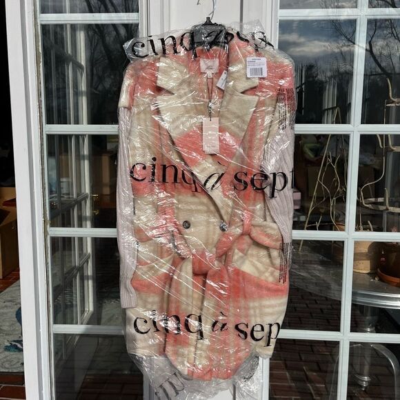 Cinq à Sept Aretha Plaid Mixed Media Coat NWT - Picture 7 of 11